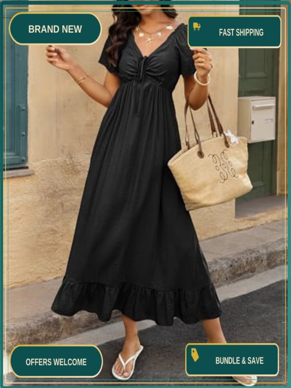 Elegant Flowy A-Line Maxi Dress for Women Wedding Guest - Picture 4 of 6